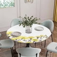 thumbnail image 5 of Yellow Spring Floral Round Tablecloth for 36-44 Inch Tables,Fitted Table Cover with Elastic Edge,Watercolor Summer Botanical Elegant Waterproof Outdoor Table Cloth Protector for Patio Garden Dinner, 5 of 9