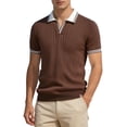 thumbnail image 2 of BUWTTER Mens Relaxed Polo Shirts Short Sleeve Solid Color Business Tops Dressy Work Casual Lapel Shirts Coffee L, 2 of 8