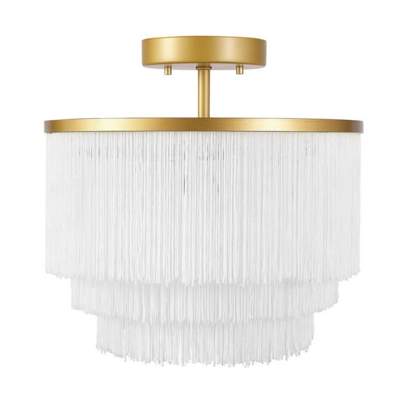 Globe Electric 91002752 Janis 12" Wide Semi-Flush Waterfall Ceiling Fixture - Brass
