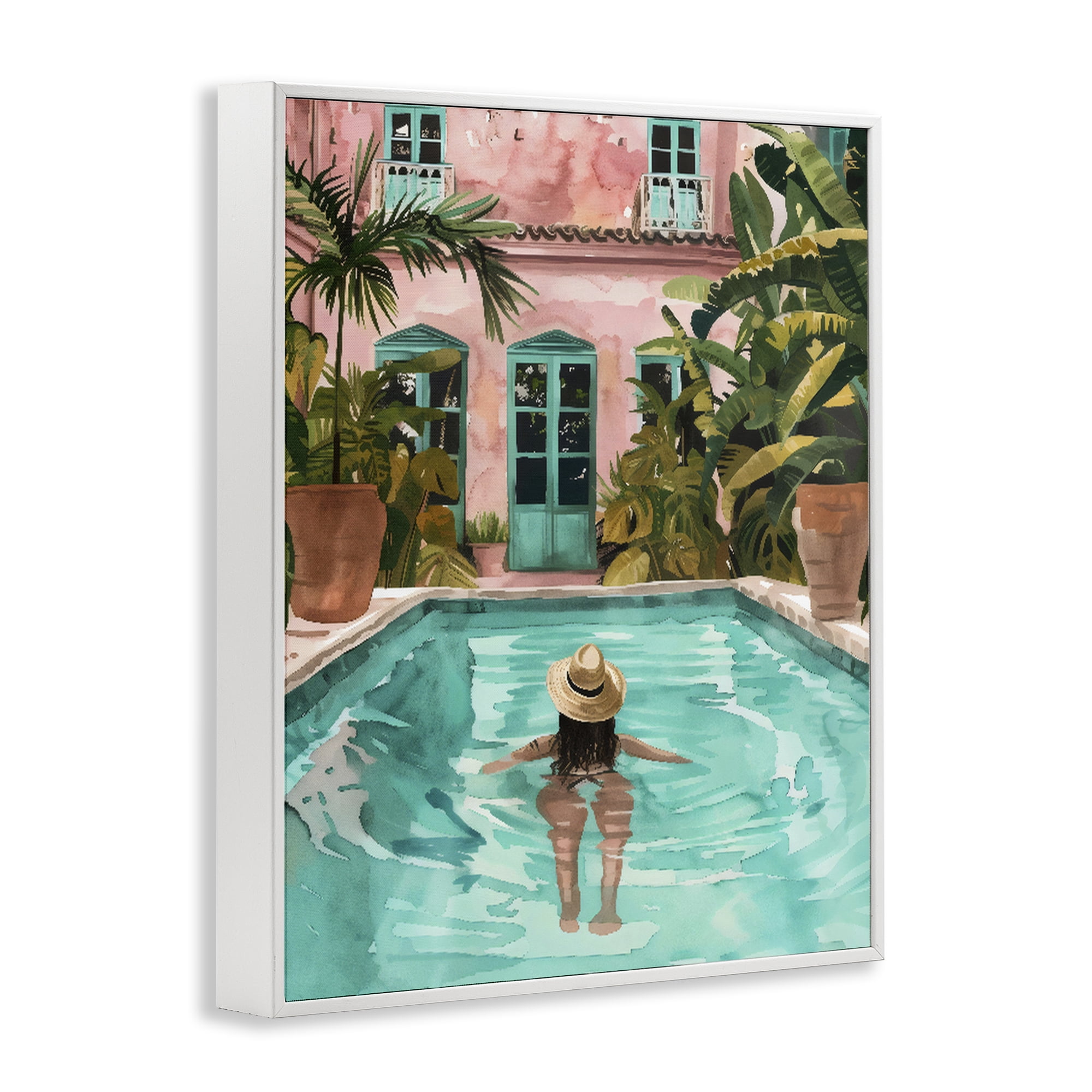 Stupell Industries Girl Swimming In Pool White Framed Giclee Art, design by The Prints Vibe
