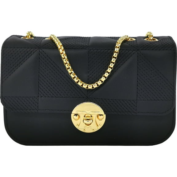 PORT&LOTUS Black Stylish Quilted Shoulder Bag with Gold Chain and Elegant Twist Lock Ideal Fashion Accessory for Women Handbags Purses with Chain Strap