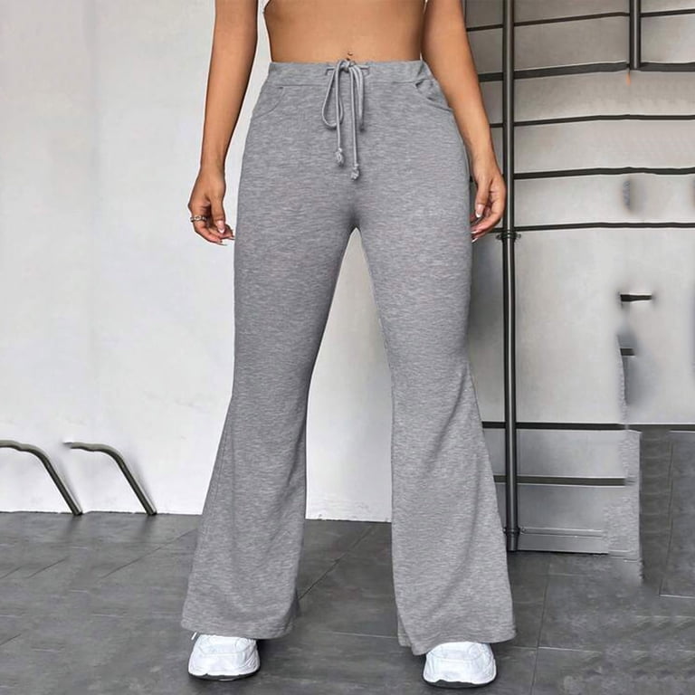 Nnhblu Women Bell-bottom Sweatpants, Long Yoga Trousers, High