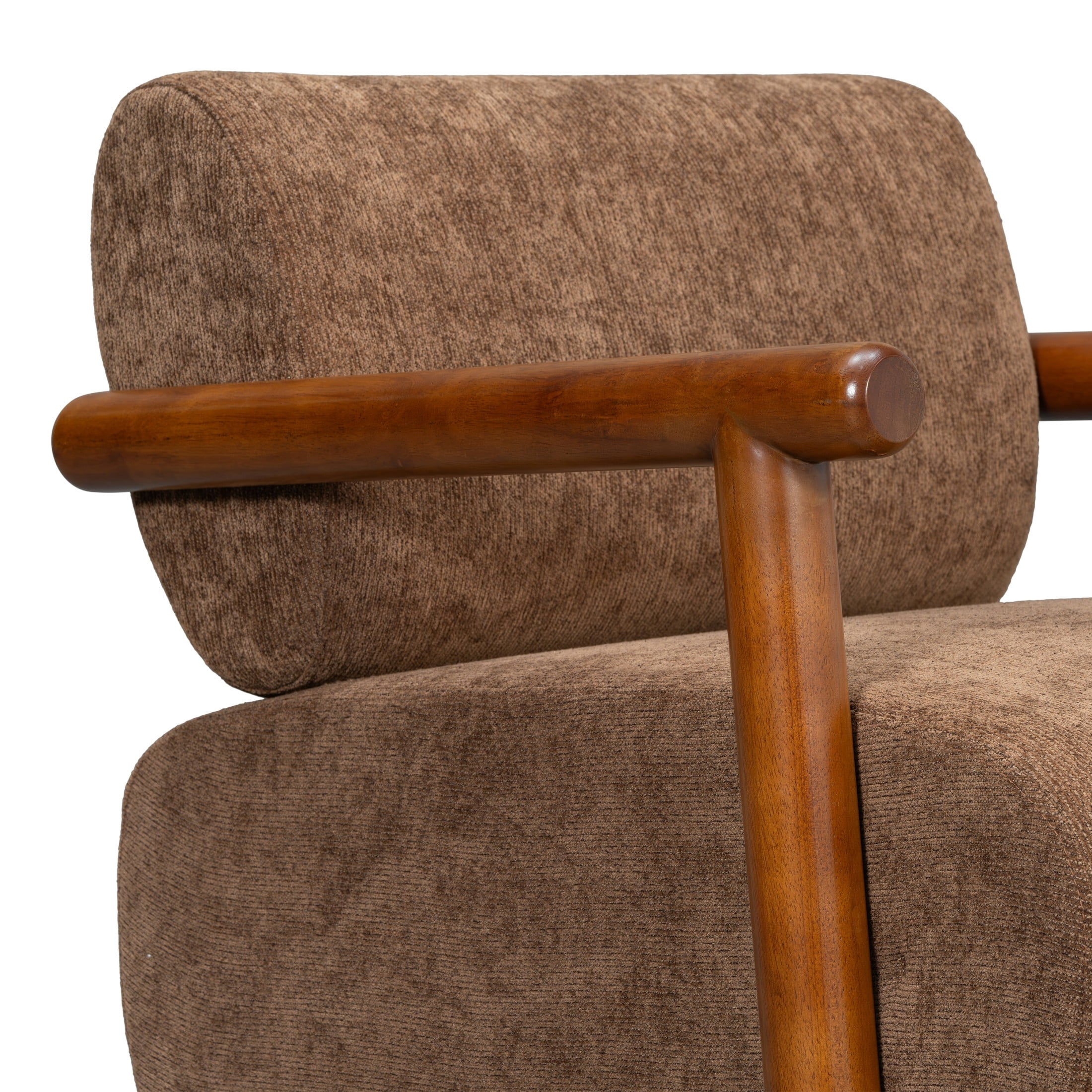 Christopher Knight Home Modern Accent Lounge Chair, Chenille Upholstery with Solid Wood Arms, Brown, Set of 2
