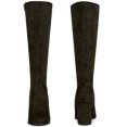 thumbnail image 5 of BLISSFUL STEP Women's Round Toe Block Heels Knee High Boots Light Black 5.5, 5 of 6
