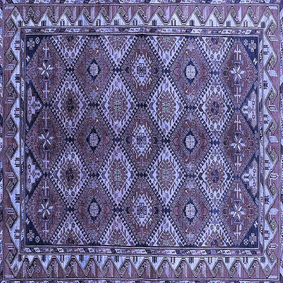 Ahgly Company Machine Washable Indoor Square Oriental Blue Industrial Area Rugs, 4' Square