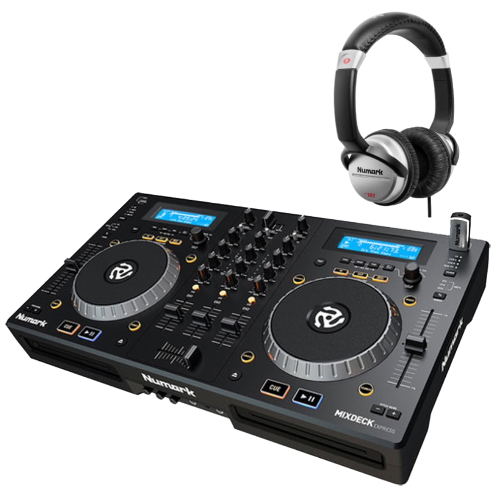 Numark Professional Mixdeck Express Premium DJ Controller with CD and USB  Playback + HF125 Professional DJ Headphones