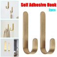thumbnail image 2 of LACKUST Towel Hooks for Bathrooms Clearance,Self Adhesive Hook Bathroom Wall Door Stainless Steel Towel Robe Hanger 2 Pack,Gold, 2 of 9
