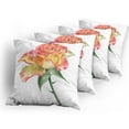 thumbnail image 5 of Ambesonne Rose Throw Pillow Cover 4 Pack, Lively Petals Botany Art, 16", Green Orange Coral, 5 of 7