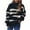 Black, variant on Herrnalise Women's Knitted Crop Tops Ladies Fashion Loose Round Neck Long Sleeve Irregular Stripe Color Blocked Sweater Top Pullover Jumper Sweaters