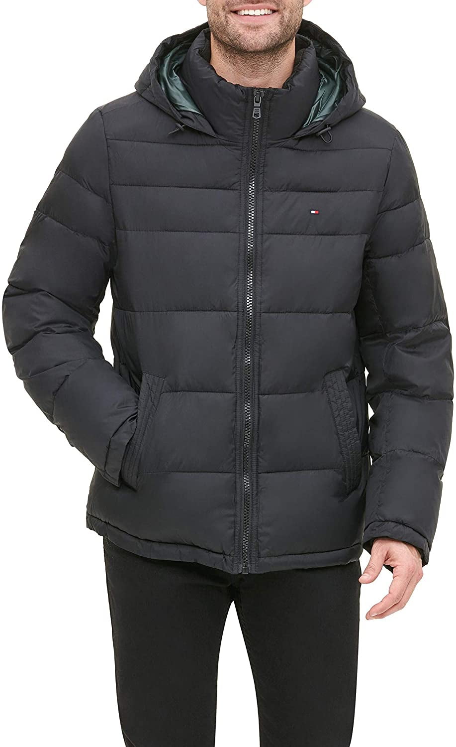 Tommy Hilfiger Mens Lamb Touch Quilted Hooded Puffer Jacket 