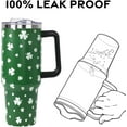 thumbnail image 4 of St Patricks Day Gifts 40 oz Tumbler with Handle and Straw Lid,Cute St Patrick''s Day Spring Gift for Women Men Green Lucky Clover Shamrock Vacuum Insulated Leak Proof Stainless Steel Coffee Cup Mug, 4 of 6