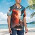 thumbnail image 3 of Pofeuu Red And Blue Sky Dragon Print Hawaiian Shirt for Men Sleeves Casual Button Down Summer Beach Dress Shirts T-Shirts,Small, 3 of 7
