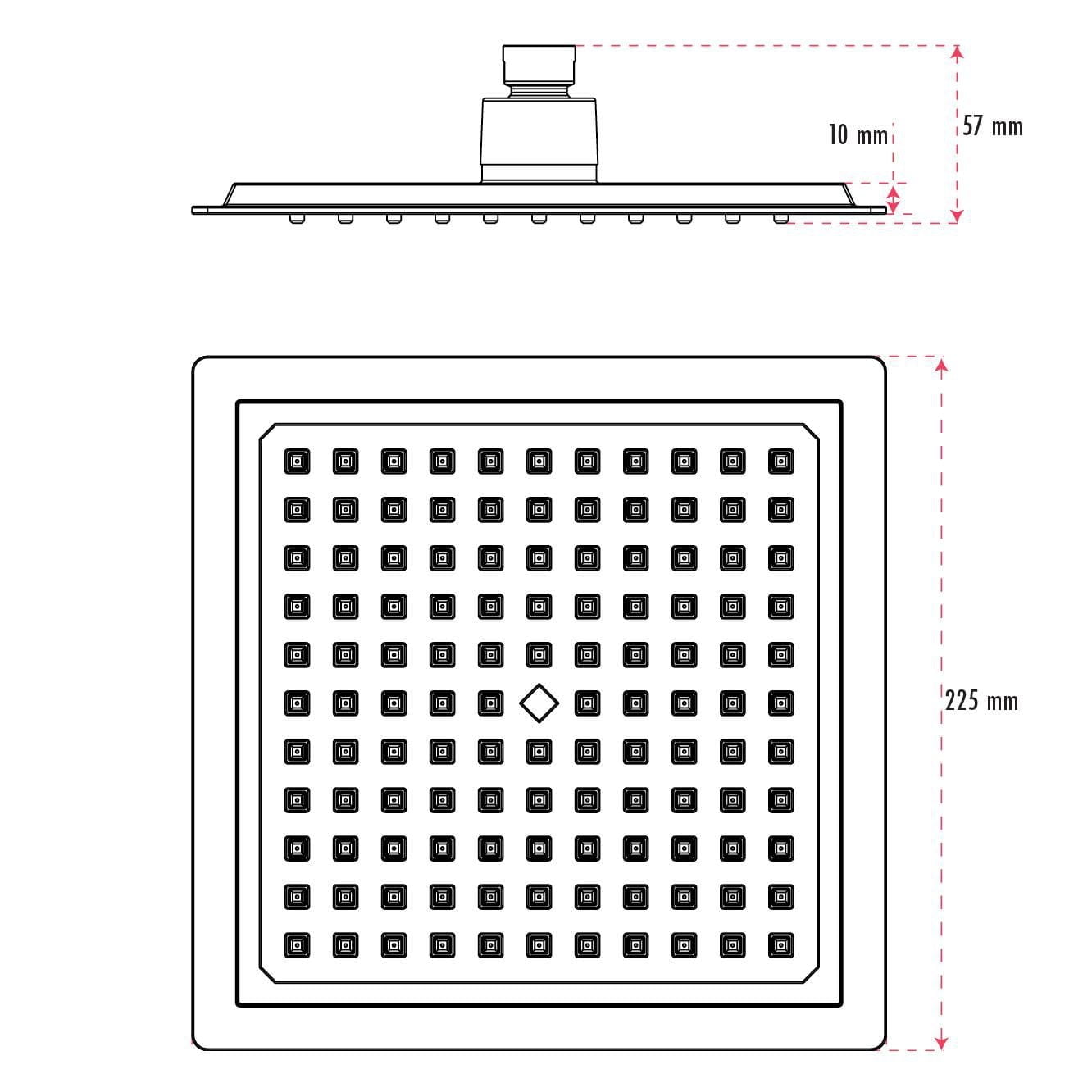The akuaplus® - Square Shower Head 9 in.