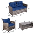 thumbnail image 6 of Aimee Lii 4 Pieces Wicker Patio Furniture Set, Coffee Table Cushioned Sofa, Modern Patio Furniture, Gray + Navy, 6 of 9