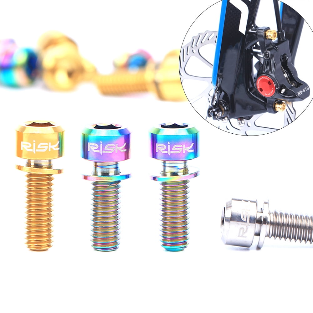 RISK 4pcs M6*18mm Bicycle Hydraulic Brake Bolts Titanium Caliper Bolt Premium