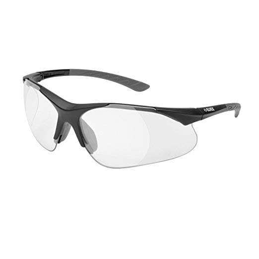 2.5 Diopter Full Lens Magnifier Safety Glasses, Black Frame/Clear Lens