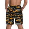 thumbnail image 3 of Kdxio Yellow Excavator Print Men's Swim Trunks with Compression Liner 7 Inch Inseam Quick Dry Swim Shorts, 3 of 7