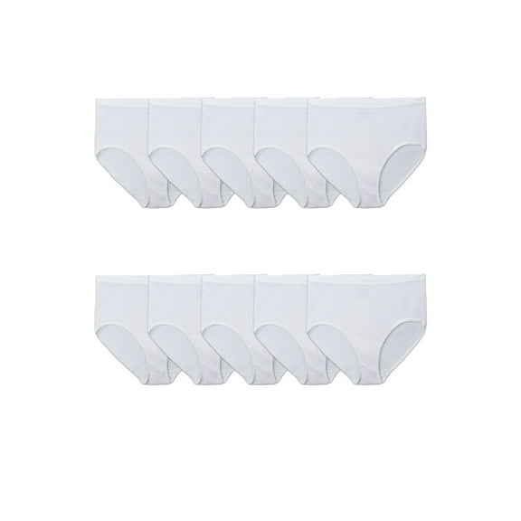 Fit for Me by Fruit of the Loom Women's Plus Size Cotton Brief Underwear, 10-Pack