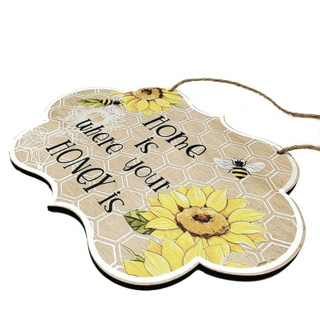 

Honeybee Day Pendant Wooden Hanging Decoration Summertime Sign Garden