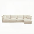 thumbnail image 3 of Modern L Shape Sectional Sofa with 4 Seats, Cream Chenille Fabric, 220×80×75cm, 3 of 21