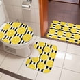 thumbnail image 5 of Summer Lemons Bathroom Rugs Set Cartoon Yellow Fruit Slices Black White Striped Non Slip Absorbent Soft Bath Mats 3 Piece Set with Bathroom Rug, U-Shaped Floor Mat, Toilet Seat Cover Small Size, 5 of 9