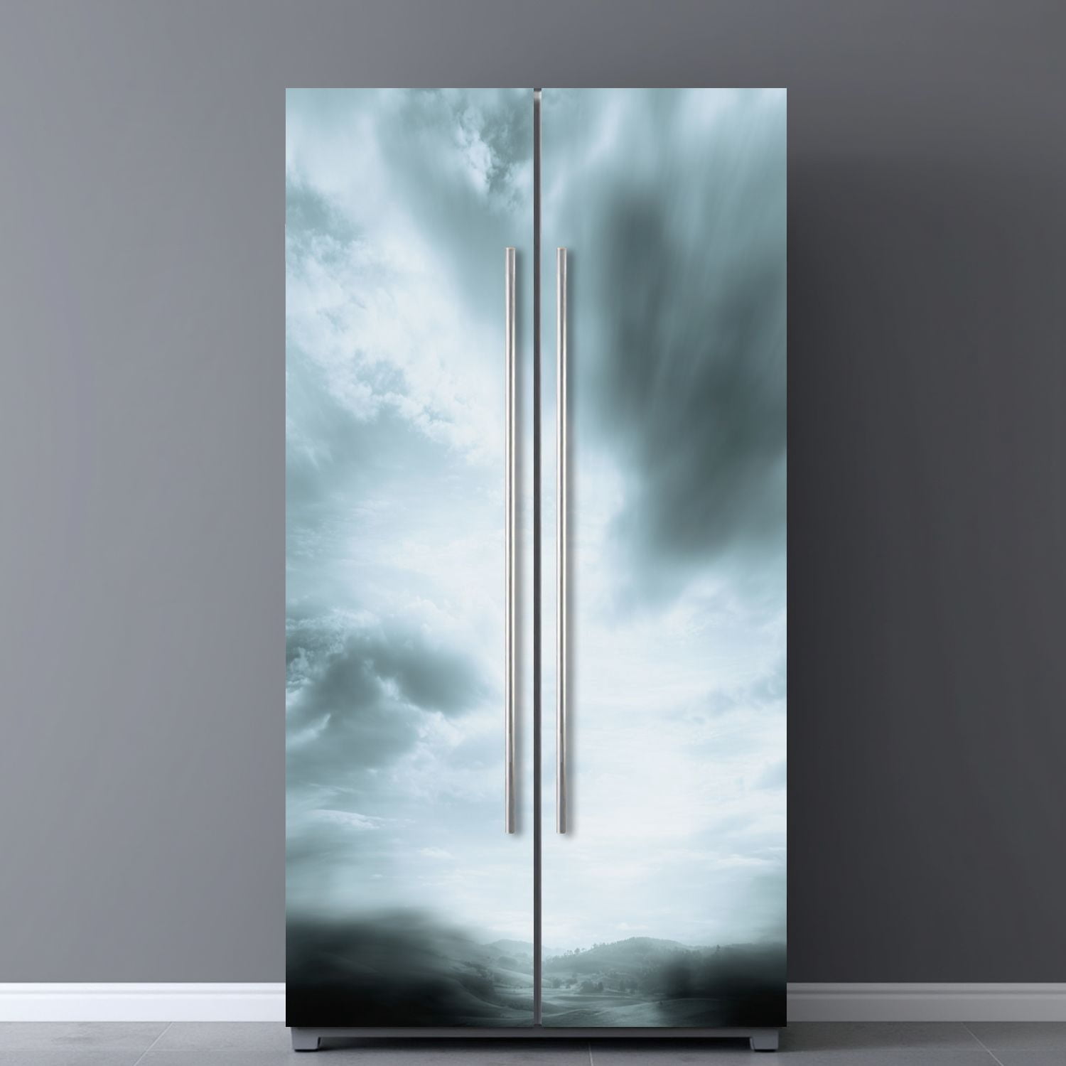 Self Adhesive Vinyl Refrigerator Wrap Set sky clouds Door Mural Removable Fridge Sticker Peel and Stick&nbsp;Full Door Cover Decal Kitchen Bar Decor
