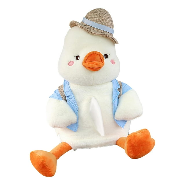 2 in1 Car Cartoon Tissue Box Holder Tissue Container for Car, Tissue Tray ,Organizer Storage Bucket, Car Decorations Cute Plush Tissue Holder duck