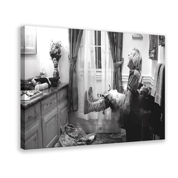 Vintage Black and White Humorous Canvas Wall Art Ready to Hang for Bathroom and Living Room