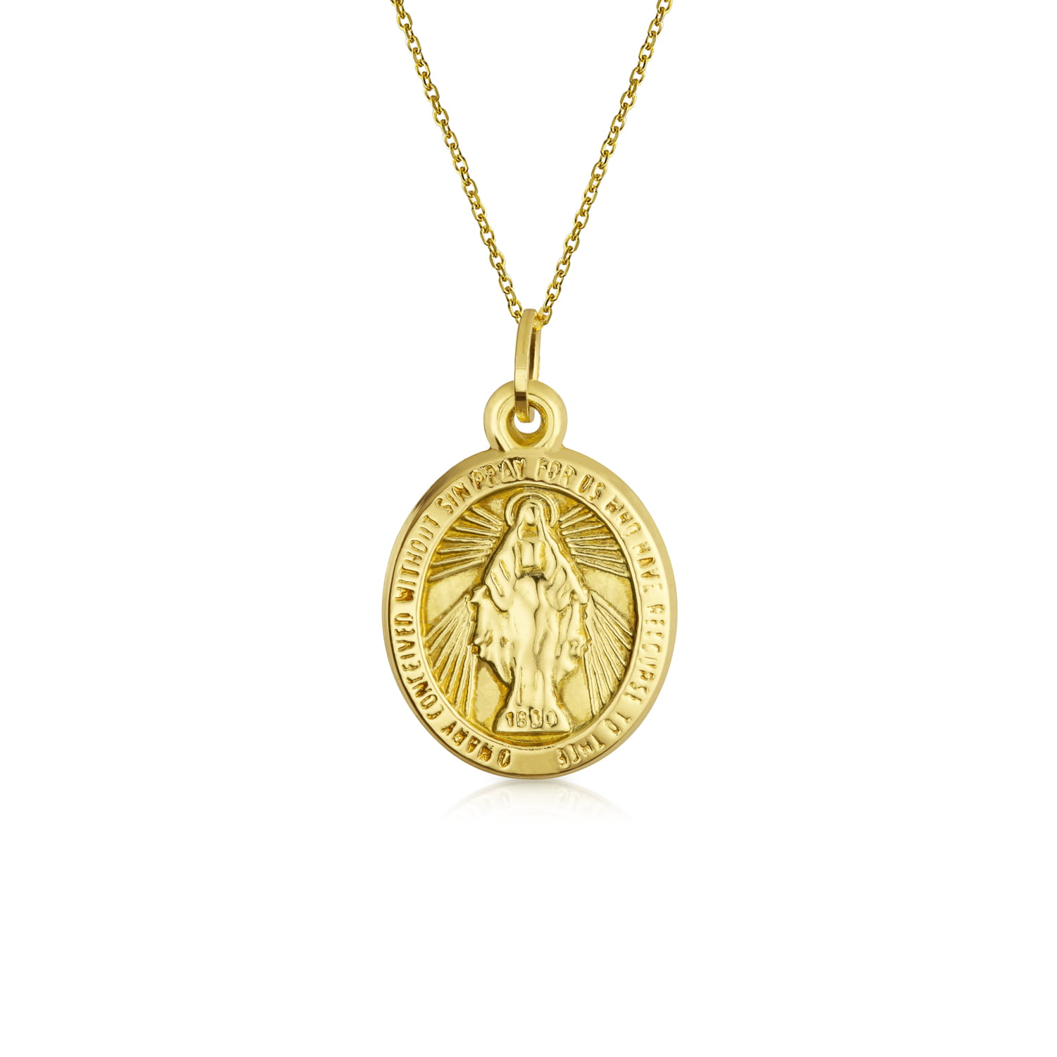 14k Yellow Gold Saint Jesus Virgin Mary Religious Pendant Charm Unisex 3D 