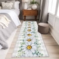 thumbnail image 4 of Daisy 2'x6' Runner Rugs for Hallway Kitchen Bedside Non Slip Washable, Spring Floral Grey Plaid Eucalyptus Leaves Entryway Rug Runners with Rubber Backing, Long Carpet Runner for Laundry Room, 4 of 8