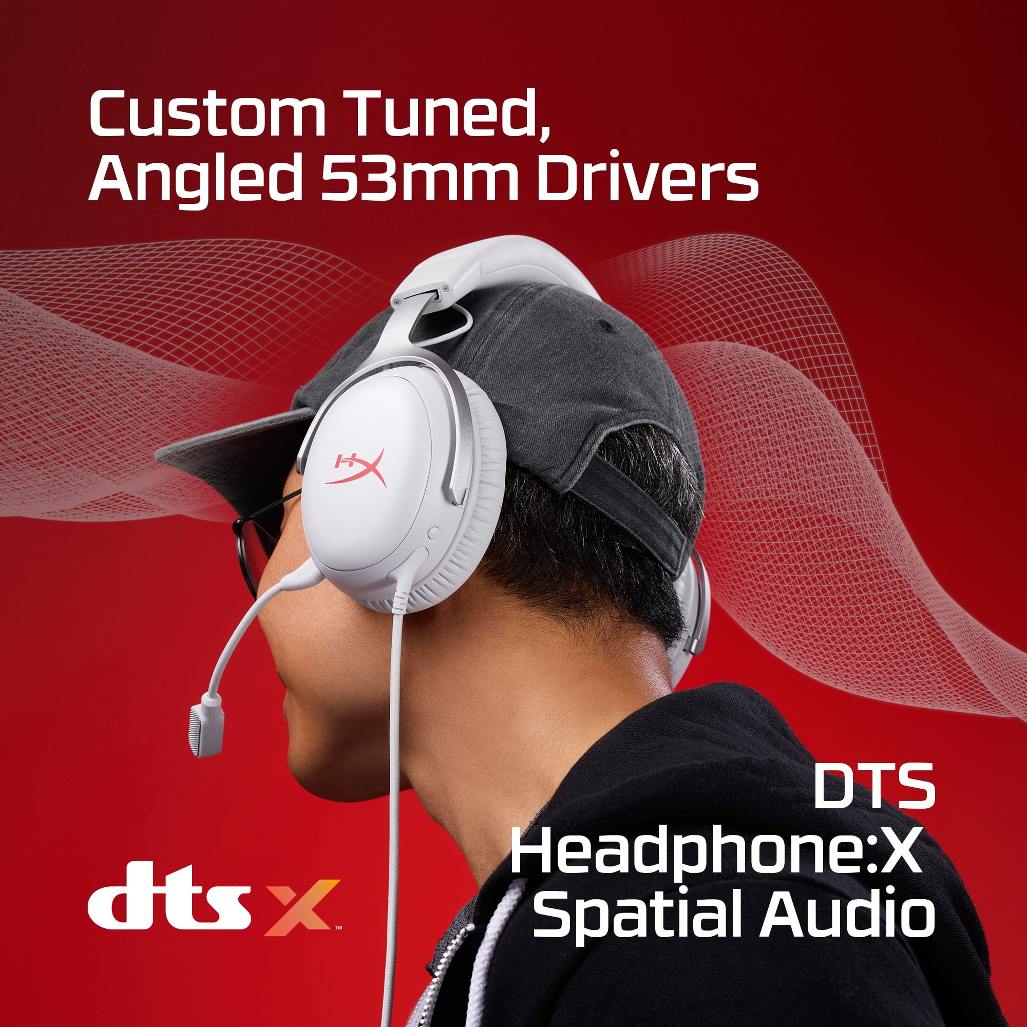 HyperX Cloud III – Wired Gaming Headset, PC, PS5, Xbox Series X|S, Angled 53mm Drivers, DTS Spatial Audio, Memory Foam, Durable Frame, Ultra-Clear 10mm Mic, USB-C, USB-A, 3.5mm – Gray/Red