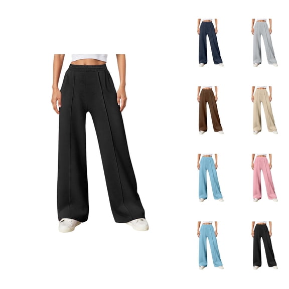 Sweatpants for Women 2026 Spring Fall Elastic High Waist Wide Straight Leg Casual Loose Sweat Pants with Pockets