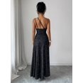 thumbnail image 2 of Womens Black-2 One Shoulder Maxi Dress With Side Slit, Ruched Waist, 2 of 6