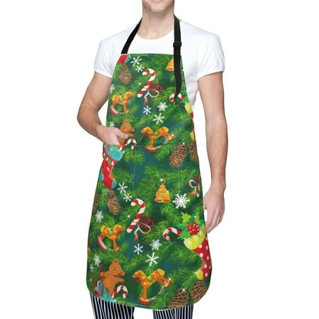 

Cauagu Cute Christmas Stocking Bear Aprons with Pockets Waterproof Apron for Women Kitchen Cooking Apron Adjustable Bib Aprons Chef Apron for Cooking Drawing Crafting