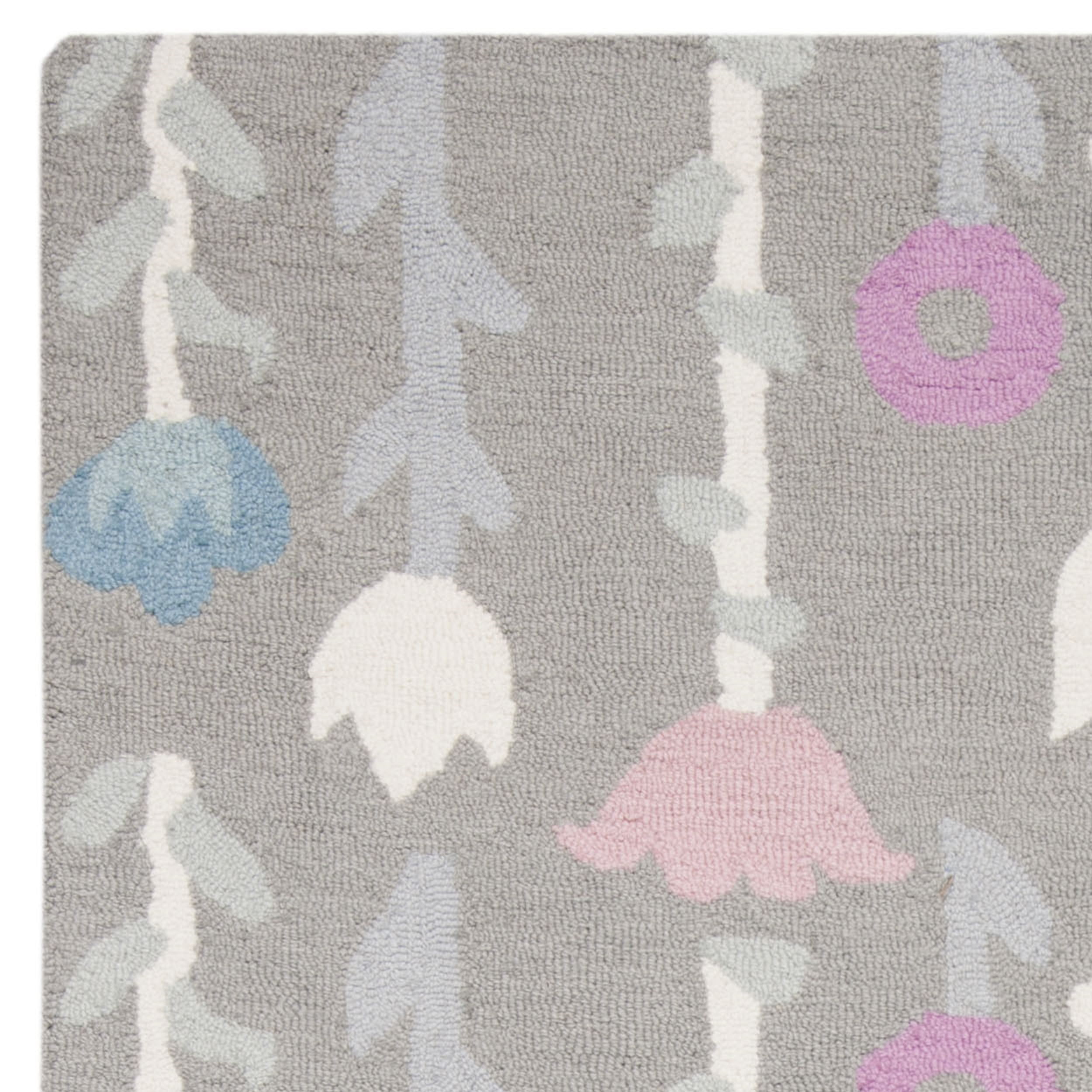 SAFAVIEH Kids Antoinette Floral Wool Area Rug, Grey/Pink, 3' x 5'