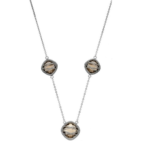 5th & Main Sterling Silver Hand-Wrapped Triple-Squared Smokey Quartz Stone Necklace
