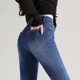thumbnail image 5 of Pantalones Vaqueros Elásticos De Felpa Cálidos Para Mujer, 5 of 8