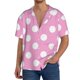 thumbnail image 1 of Fotbe Pink And White Polka Dot Camisa Estampada de Manga Corta para Hombre, Casual de Verano, Estilo Playero, Sin Arrugas-Large, 1 of 5