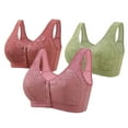 thumbnail image 1 of Women's Shape & Support Wirefree Bra Embroidery Front Button Large Size Underwear Bra Without Steel Rim Womens Bras Green 42/95, 1 of 2