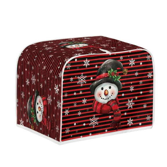 SEANTIVE Christmas Stripes Toaster Cover Easy to Install Universal Size Microwave Toaster Oven Cover Dustproof Cover for Most Standard 2 Slice Toasters, Xmas Snowman