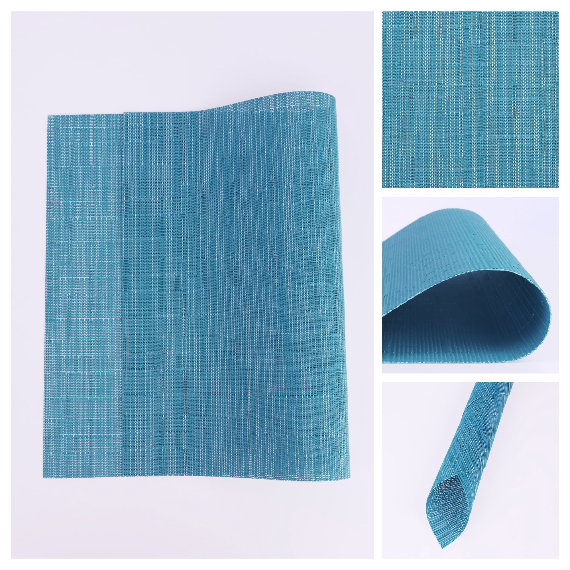 Unique Bargains 6pcs Placemats for Kitchen Dining Table Washable Wipeable Mat Blue