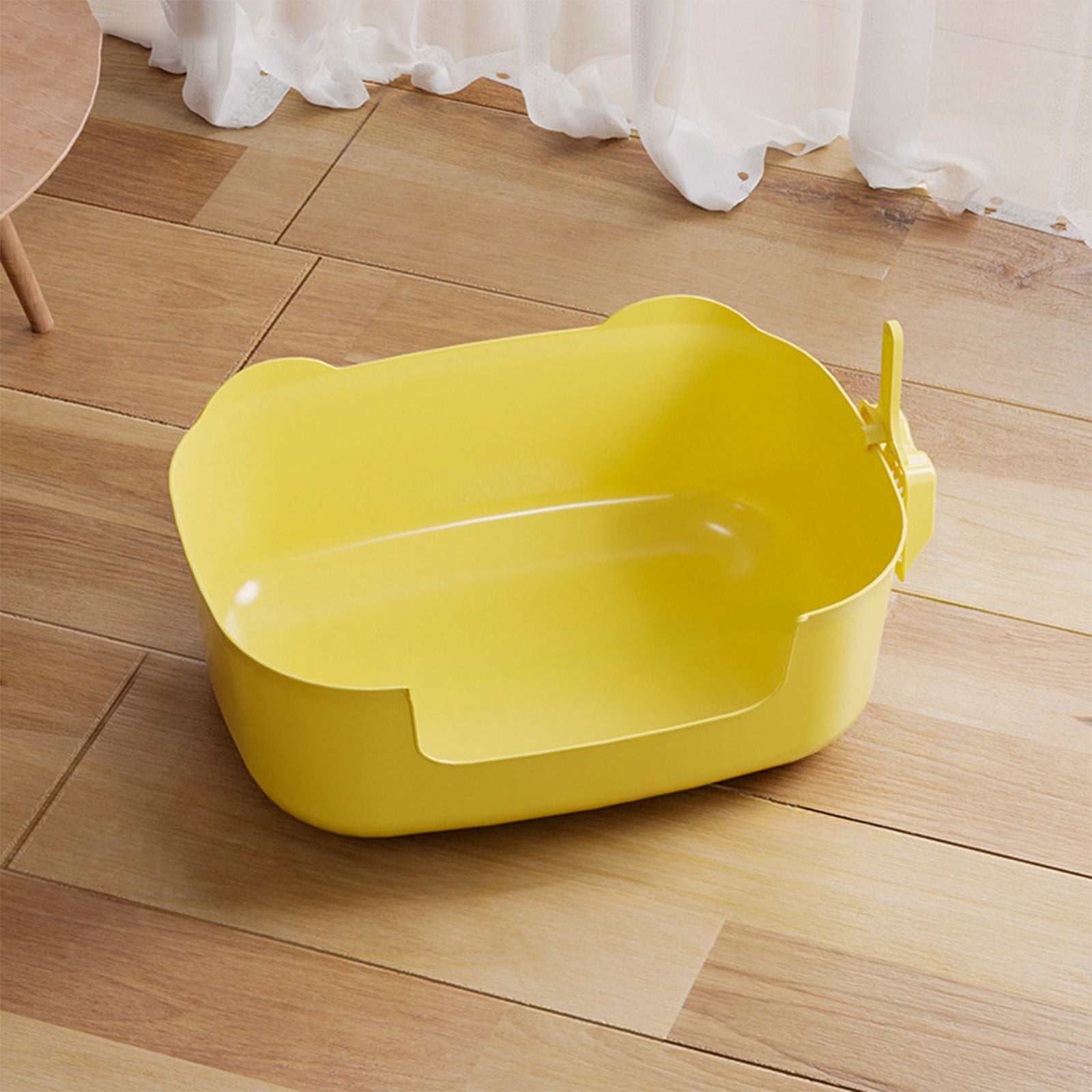 Large Cat Litter Box with High Sides, Open Kitty Litter Boxes Anti-Splashing for Indoor Cat Low Entry Cat Litter Pan for Small and Elderly Cats, Tool-Free Assembly