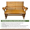 thumbnail image 6 of Innovaze 4.5 Ft Wood Patio Glider Bench with Cup Holders, High Back and Deep Contoured Seat, Heavy Duty 800 lbs (Teak Tone, 2-Seater), 6 of 12