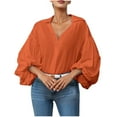 thumbnail image 4 of HongQid Women Lantern Long Sleeve Tops Dressy Casual Blouse Casual Retro Business Work Blouses Shirts, 4 of 6
