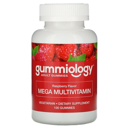 Gummiology Adult Mega Multivitamins Gummies Natural Raspberry Flavor 100 Vegetarian Gummies