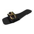 thumbnail image 2 of Floenr Flip Flops for Women,Sandals Women Casual Peep Toe Flat Heels Shoes Metal Button Chain Summer Slippers, 2 of 3