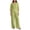 Green, variant on Womens Textured Woven Two Piece Outfit Lapel Collar 3 Quarter Sleeve Pocket Top And Elastic Waist Wide Leg Pants Loose Fit Solid Color Casual Co Ord Set