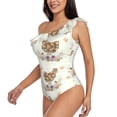 thumbnail image 3 of Yiaed Flower Chicken Print Women One Piece Swimsuits Tummy Control One Shoulder Bathing Suits Pattern Ruffle Swimwear-X-Large, 3 of 8