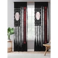 thumbnail image 5 of Sheer Curtains 96 Inches Long, American Flag Semi Sheer Curtains Light Filtering Window Treatment, US Flag Baseball Stars Vintage Black Privacy Voile Drapes for Living Room Bedroom 52x96 Inch, 5 of 7