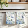 Blue Floral Kitchen Towels Set of 2, Spring Hydrangeas Flower Leaves ...
